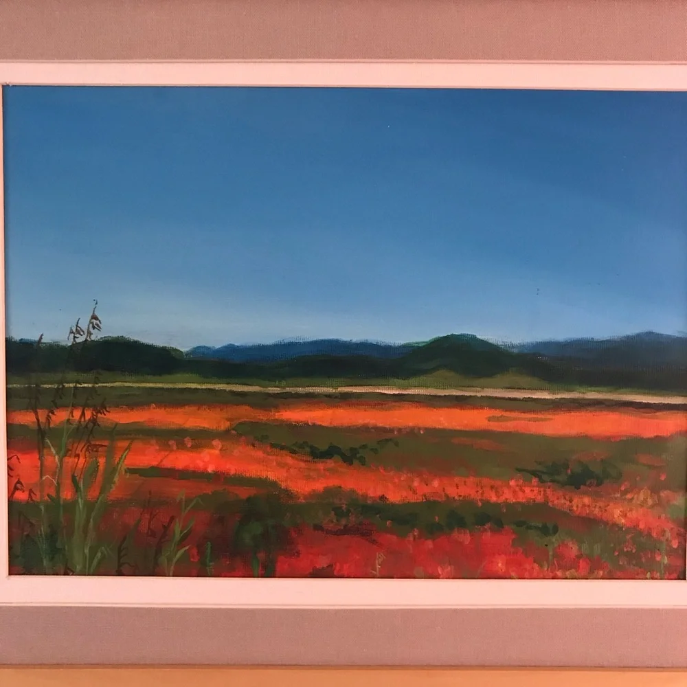 Original acrylic painting on canvas board in frame